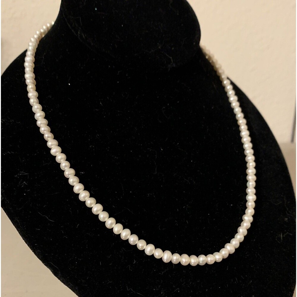 Vintage 10K Gold Cultured White Pearl Necklace 6mm 18” Timeless Classic Luxury